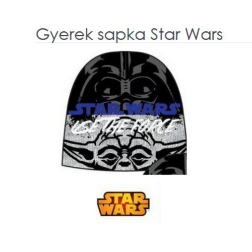 52 cm-es fejre fekete-szürke gyerek kötött sapka - Star Wars - ÚJ