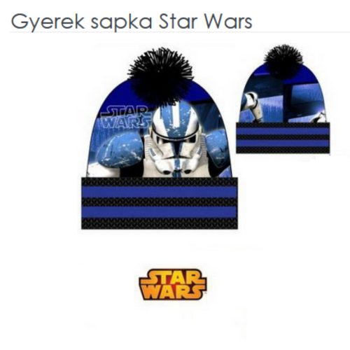 52 cm-es fejre kék-fekete bélelt téli sapka - Star - Wars - ÚJ