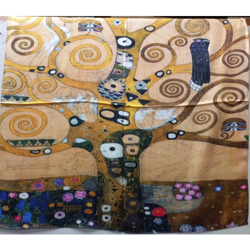 70x70 cm-es festményes selyem sál, kendő - Klimt: Életfa - ÚJ