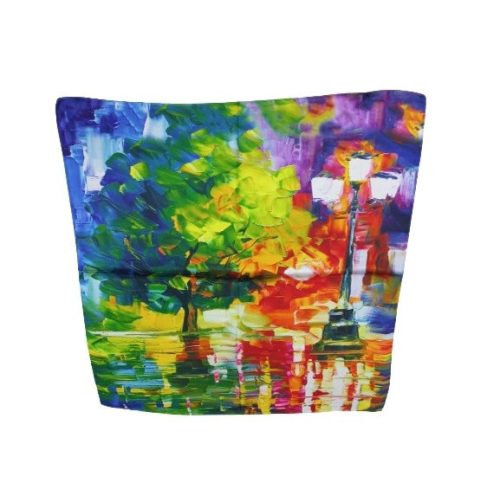 70x70 cm-es festményes selyem sál, kendő, színes festmény - ÚJ