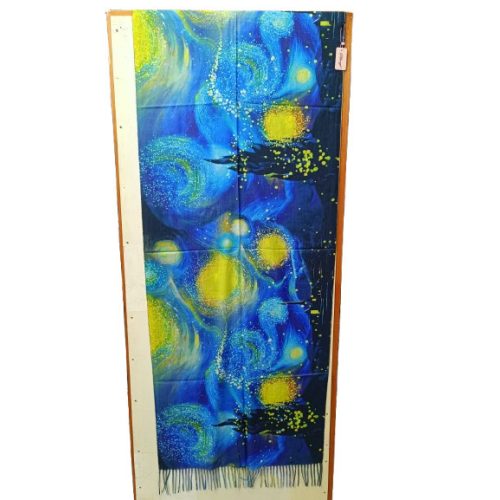 Nagyméretű színes kétoldalú festményes sál, kendő - Van Gogh: Csillagos éj, Mandulavirágok - ÚJ