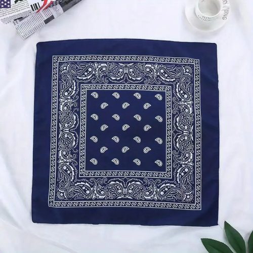 Sötétkék mintás kendő, sál, bandana - ÚJ