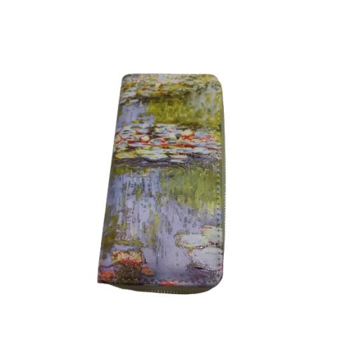 Festményes nagyméretű dupla fakkos pénztárca - Monet: Vízililiomok - ÚJ
