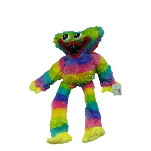 40 cm-es szivárványszínű szőrmés plüss figura - Huggy Wuggy - ÚJ
