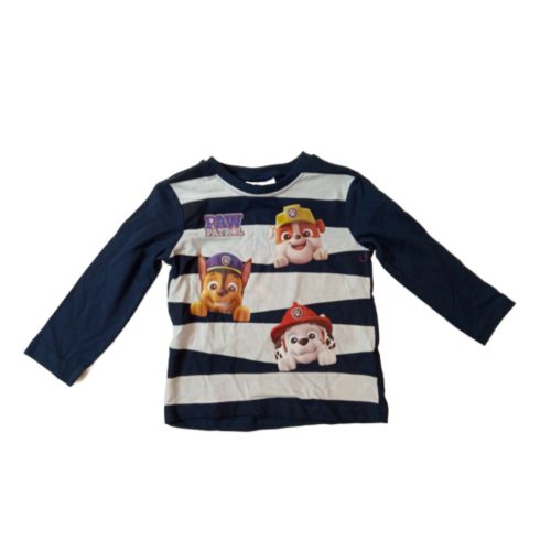 92-es kék-fehér csíkos fiú pamutfelső - Paw Patrol - ÚJ