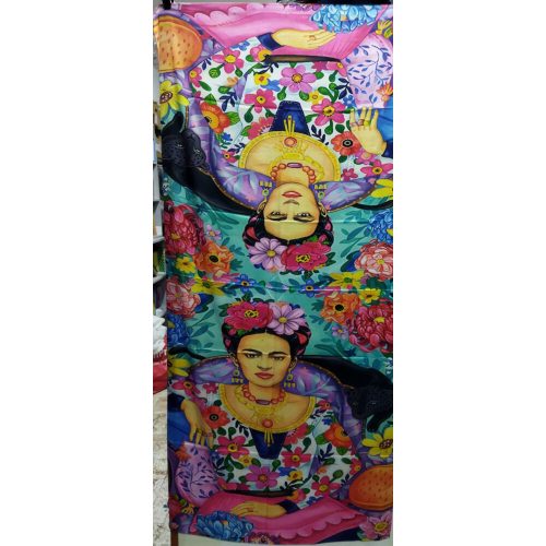 Nagyméretű festményes színes mintás selyem sál, kendő, stóla - Frida Kahlo - ÚJ