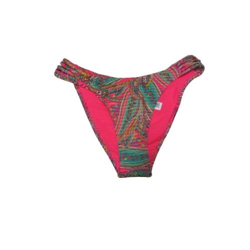 Női S-es rózsaszín-zöld mintás csillogó bikinialsó - Censored - ÚJ