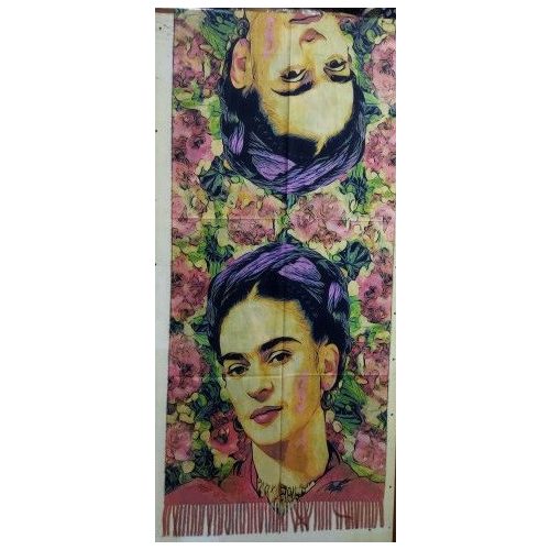 Nagyméretű kétoldalú mintás festményes sál, kendő, stóla - Frida Kahlo - ÚJ