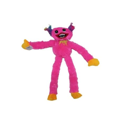 40 cm-es rózsaszín, szőrös fülű plüss figura - Huggy Wuggy - ÚJ