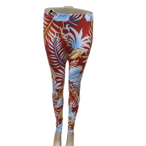 Női XL-3XL-es bordó virágos leggings - ÚJ