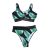 Női L-es fekete-zöld levélmintás bikini - Shein - ÚJ