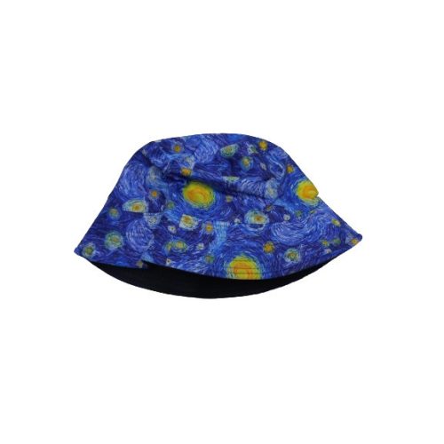Kék festményes vászonkalap kb 58 cm-es fejre - van Gogh: Csillagos éj - ÚJ