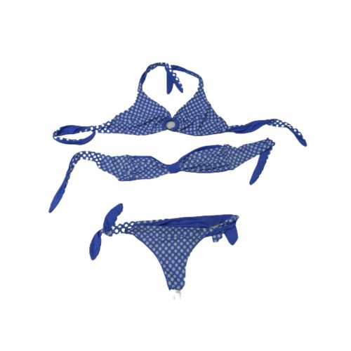 Női L-es kék-fehér pöttyös 3 részes bikini