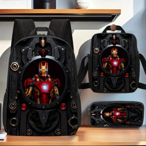 Fekete iskolatáska 3 részes - Ironman, Vasember - ÚJ