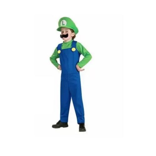 9-10 évesre (XL) 3 részes Luigi jelmez - Super Mario - Nintendo - ÚJ