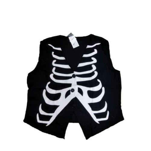 Fekete csontvázas jelmez mellény, felnőtt méretű - Halloween - ÚJ