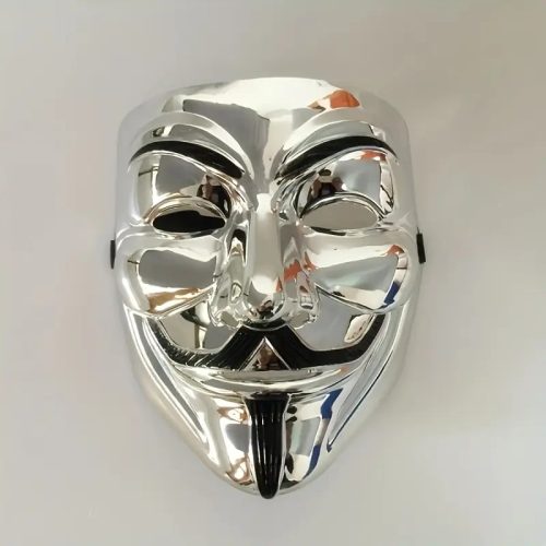 Anonymus műanyag álarc, maszk, ezüst - ÚJ