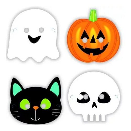 Halloween papír maszk, álarc 8 db-os - ÚJ