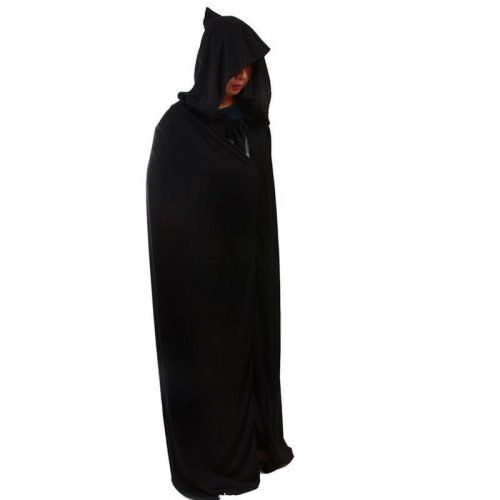 125 cm hosszú fekete palást, köpeny, csuklyás lepel - Halloween - ÚJ