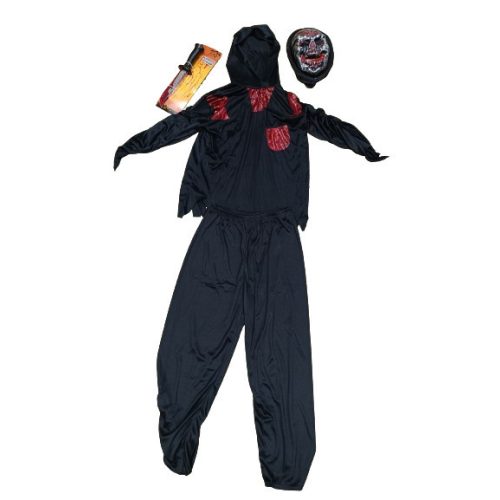 Felnőtt L méretű csontvázas jelmezszett - jelmezruha, véres kés, maszk (álarc) - Halloween - ÚJ