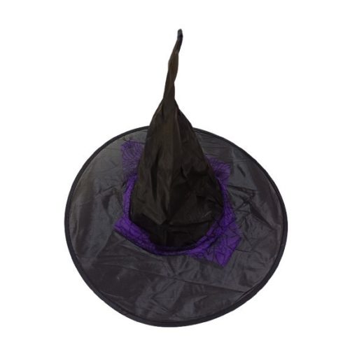 52-54 cm-es fejre fekete-lila pókhálós boszorkánykalap - Halloween - ÚJ