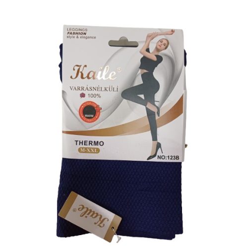 Női M-XXL-es sötétkék vastagabbb, thermo bélelt leggings jellegű, lábfej nélküli harisnya - ÚJ