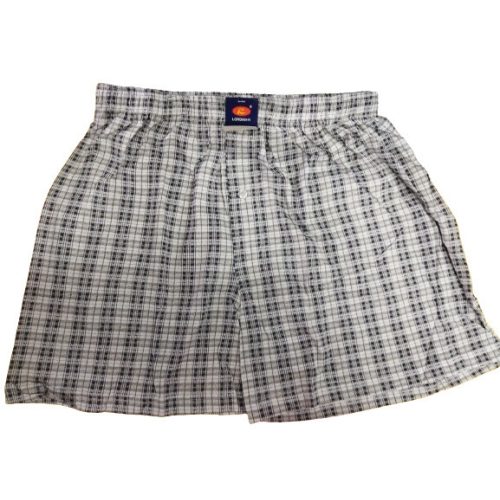 Férfi 3XL-es fehér-fekete kockás gombos boxer, alsónadrág - Lordan  - ÚJ