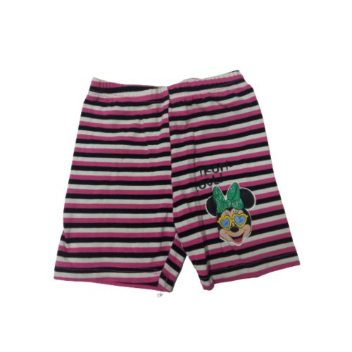 104-es pink-fekete csíkos pamut short - Minnie Egér