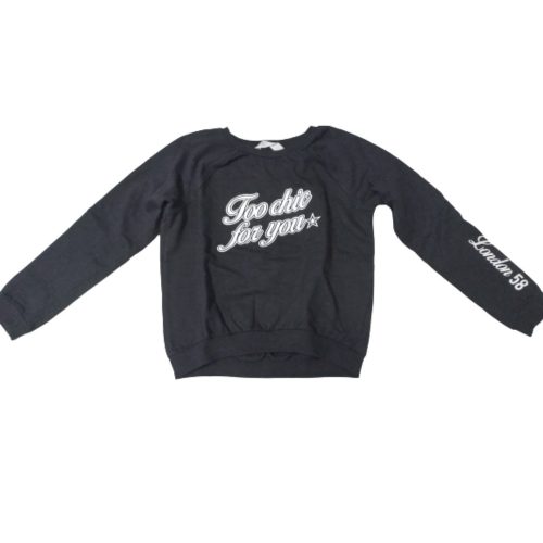 146-152-es fekete feliratos lány pamut pulóver - H&M