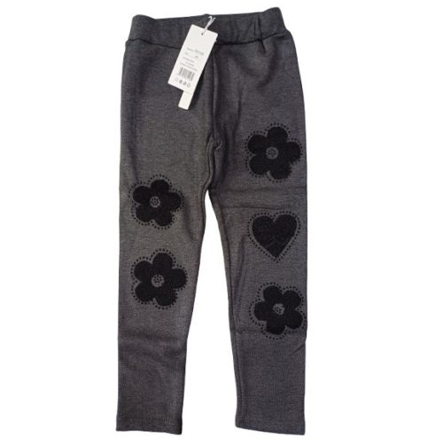 152-es szürke virágrátétes polárral bélelt leggings - F&D - ÚJ
