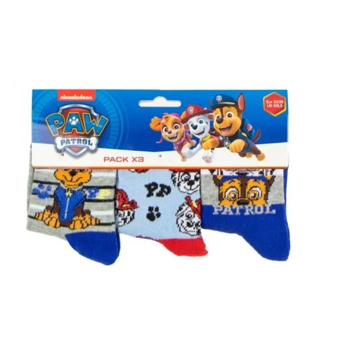 23-26-os színes zoknik, 3 db egyben - Paw Patrol - ÚJ
