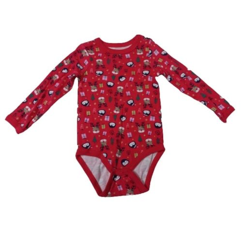 86-os piros-arany rénszarvasos lány hosszú ujjú karácsonyi body - So Cute - ÚJ