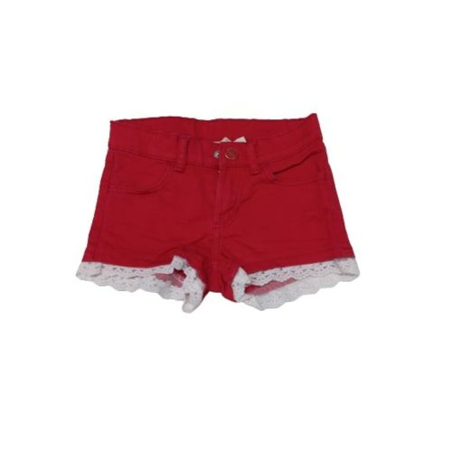 110-es piros alján csipkés farmer rövidnadrág, short - H&M