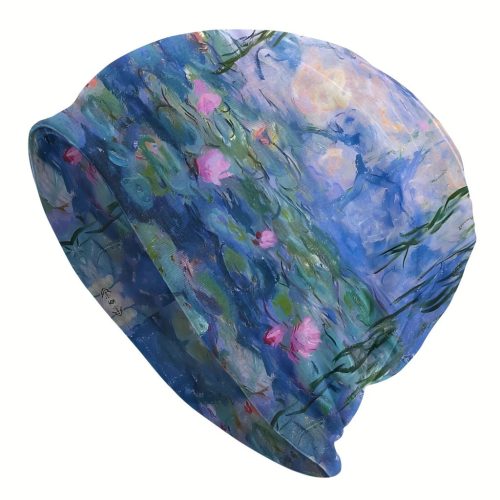 Festményes kifordítható beanie sapka - Monet: Vízililiomok - ÚJ