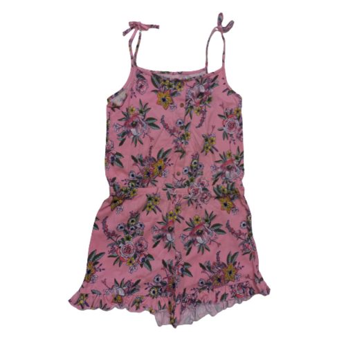 164-es rózsaszín virágos pántos playsuit - F&F