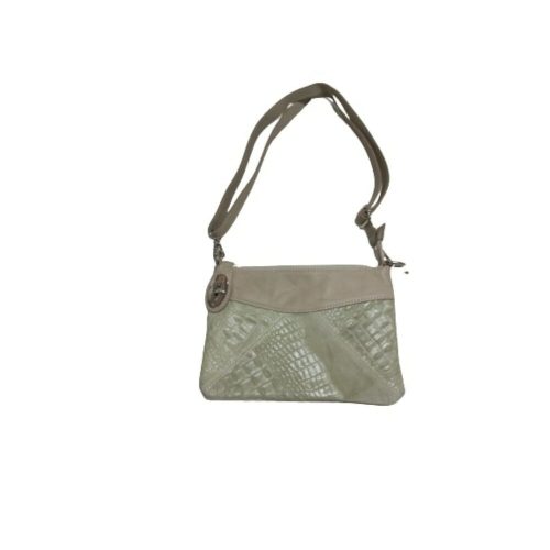 Szürke hasítottbőr női válltáska, crossbody, táska, ridikül, kígyóbőrmintás - ÚJ