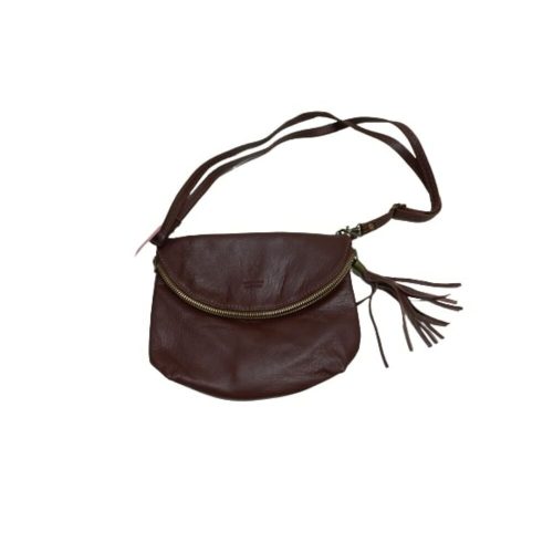 Bordós-barna visszahajtható cipzáros felsőrészű női bőr válltáska, crossbody, táska, ridikül - ÚJ