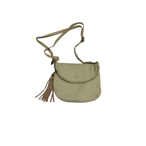 Tojáshéjszínű visszahajtható cipzáros felsőrészű női bőr válltáska, crossbody, táska, ridikül