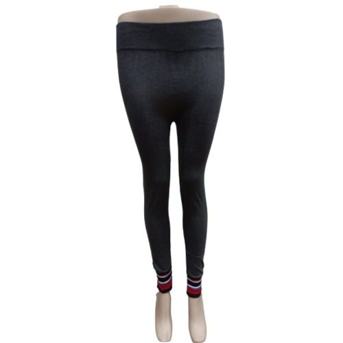 Női S-M-es sötétszürke alján a passzé színes leggings - ÚJ