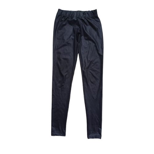 Női M-es fekete matt fényű, bőrhatású leggings