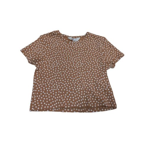 140-146-os barna virágos top, póló - H&M