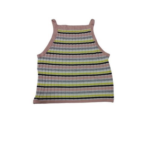134-es rózsaszín-fekete csíkos bordás pántos felső - H&M