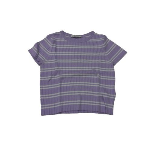 134-es lila-fehér csíkos bordás rövidujjú felső - H&M