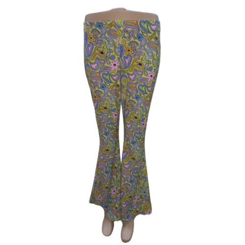Női XL-es zöld mintás bohém trapézszárú nadrág, retro jelmezhez is jó - Vintage Supply - ÚJ