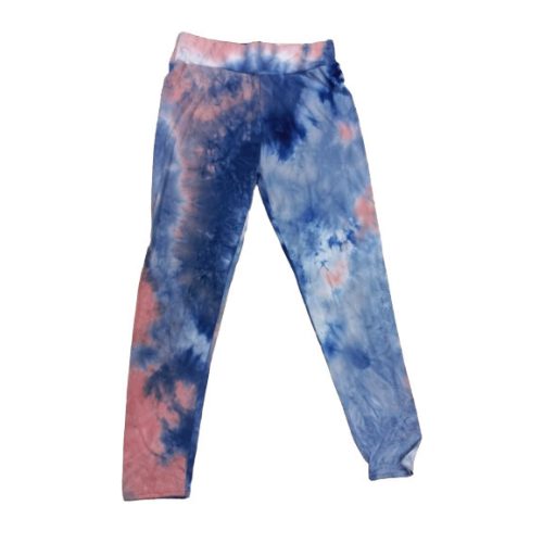 Női 3-4XL-es sötétkék-rózsaszín batikolt hatású leggings - ÚJ