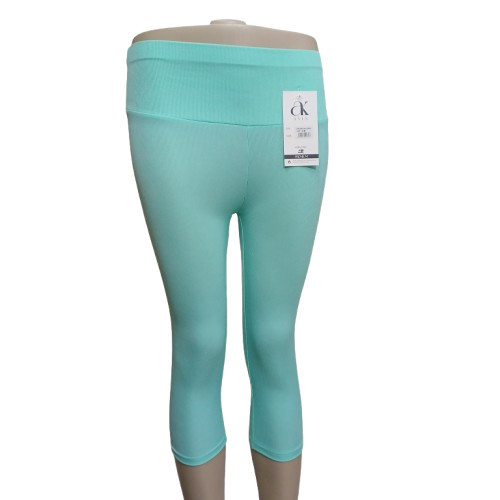 Női S-M-es mentazöld bordás capri leggings - ÚJ