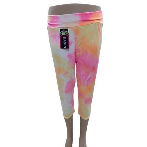 Női 3-4XL-es neonszínű batikolt hatású capri leggings - ÚJ 