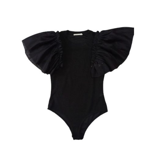 Női XS-es fekete fodros ujjú body - Reserved