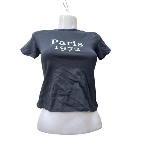 Női XS-es fekete feliratos póló - H&M