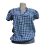 Női 40-es kék-fehér kockás rövid ujjú blúz - Denim CO